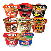 농심 컵라면 컵라면8종(신라면+김치+튀김우동+오짬+너구리+새우탕+짜파게티+육개장)x2 총16개, 48개