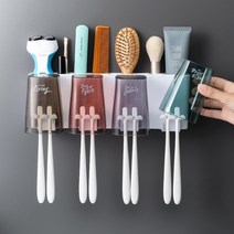 DFMEI 홈 화장실 용품 용품 가정용 대전 세면대 칫솔 치약 수납 선반 욕실 벽걸이식, 네 식구