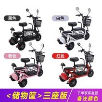 세발 전기자전거 삼륜차 미니 핑크, 48V, 15A리튬전지약60km 3인승