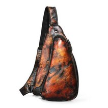 파우치 슬링백 크로스백 웨이스트백 허리가방 남자 가죽 캐주얼 힙색 가슴 디자인 한 숄더 Crossbody 가방 남성 9976-d, 오렌지_2