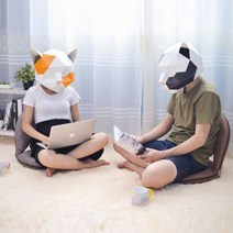 좌식의자 게이밍 앉은뱅이 접이식 등받이 인테리어 방석 무인양품 듀오백, 블루