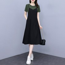 여름뷔스티에원피스 페이크투피스 끈나시 빅사이즈 여성의류 뚱뚱한 와이드 루즈핏 배가리기 슬림핏 스타일리쉬 2376425935