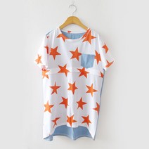 반팔 별나염 뒷배색 수유티 여름 수유복 지퍼형 상의