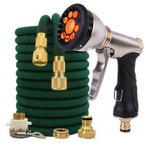 호스릴 주름 베란다 세차 정원 급수 호스 매직 라텍스 텔레픽 물총 꽃 스팔 고압 야외 용품, 50피트-15미터, 호스 세트