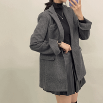 가성비 모던 심플 베이직 모디 울 하프 반 숏코트-3color