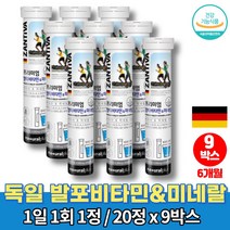 고3 고등학생 마시는 멀티 독일제 코스트코 발포 비타민 청소년기 영양제 물에타먹는 가루 음료 발포정 무카페인 무설탕 공부 비타민 음료, 9통