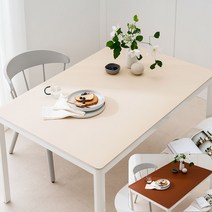 (14colors 11size) 롤로아 100% 방수 가죽 식탁보 테이블보, 210x100cm, 양면-10 (Ivory Choco)