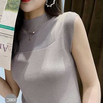 여자나시 얇은반목티 목폴라 민소매 여름목폴라티 나시 슬리브리스 웨어 티셔츠 여성 얇은 이너 정장나시 여성이너나시 니트나시 폴라반팔티셔츠 정장 여성민소매 니트 목폴라나시