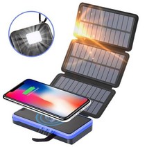 태양열충전기 휴대용 태양광 밧데리 보조 배터리 100000mah solar power, 푸른