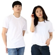 1+1 남자 흰티 반팔 여성 흰티셔츠 커플반팔티 남녀공용 오버핏 레이어드 티 티셔츠 빅사이즈