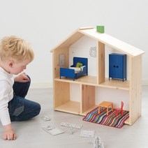 이케아 소나무 원목 인형의집 + 인형가구 세트, 인형의 집 + 인형 가구  침실