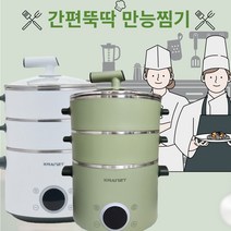 클란츠 3단 멀티 찜기 만능 스텐 전기 쿠커 37.9cm 1개 (당일배송), 간편뚝딱 3단찜기(그린)