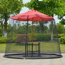 야외 테라스 대형 모기장 파라솔 방춤망 모기장 옥상, 중앙 기둥우산 블랙 335 x230cm