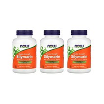 NowFoods 나우푸드 밀크씨슬 실리마린 더블 스트렝스 300mg 200정 1팩 2팩 3팩 밀크시슬, 3개