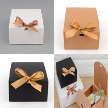 정사각 리본선물상자 무지종이박스 무지선물박스 소형종이박스, 대 - 브라운