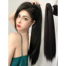 인모 붙임머리 노팁 가발 미용 헤어 염색 연장 컬러, 상세 페이지 참고, 내추럴 블랙 50cm