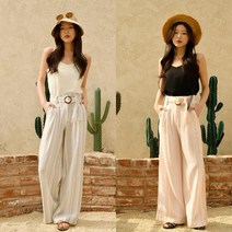 [원썸] 투톤 스트라이프 와이드 팬츠 2종 택1