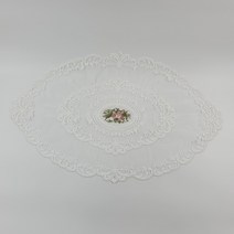 [신박한 잡화] 레이스 타원 73cm x 45cm 테이블매트 화이트 아이보리 인디핑크, 타원 73cm x 45cm 인디핑크
