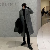 키작은남자코트 겨울 모직 롱 오버핏 헤링본 싱글 슬림핏 A21