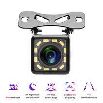 자동차 차량 후방 카메라 차량용 비디오 튜닝 Podofo AHD 후면보기 카메라 HD 역방향 주차 비디오 모니터, 01 12LED Lights CVBS