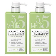 [정품] Medix 5.5 코코넛 오일 & 마누카 허니 크림 | 페이스 & 바디 모이스처라, 15 Fl Oz (Pack of 2)