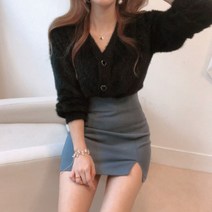 [랜덤플레이] 브이넥 앙고라 니트 가디건