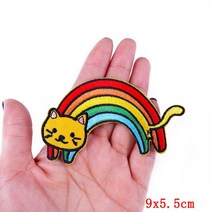 저스트업 레인보우 글자 패치 자수 아이언 온 의류용 DIY 동물 고양이 바느질 아플리케 스티커, [28] PE6157CT