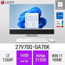 LG 일체형PC 27V70Q-GA70K 윈도우11 27인치 인텔 12세대 사무용 인강용 재택근무용 일체형PC, 512GB, 16GB, Win11 Home