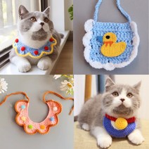 강아지 턱받이 고양이 케이프 목도리 망토 스카프 리본 목걸이 반다나 빕, 땡땡이, [8-1] 땡땡이-브라운핑크