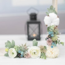 봉안당리스 코너형 코지가든 크림 실크플라워 조화꽃 납골당 장식