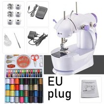 가정용 미싱기 핸드 미니 재봉틀 휴대용 바느질 리폼 오바로크 홈닥터 셀프 옷수선, 키트가 있는 eu 플러그