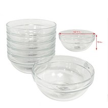 유리 그릇 샐러드 보울 유리볼 베이킹 투명6P 9CM