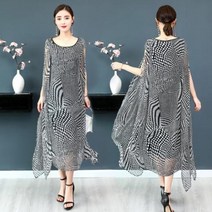 [뽐나] 여성 빅사이즈 착시현상 올록볼록 도트 롱원피스