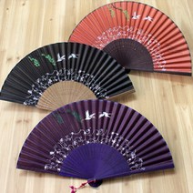[박씨상방] 송학 실크 접부채(비비드) - 부채집+매듭, COLOR:다홍, 단품