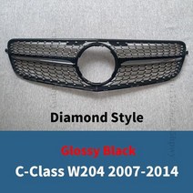 벤츠 다이아몬드그릴 세로그릴 벤츠 c w204 2007 2008 2009 2010 2011 2012 2013 2014 gt diamond style 전면 그릴 레이싱 그릴 입구, 글로시 블랙
