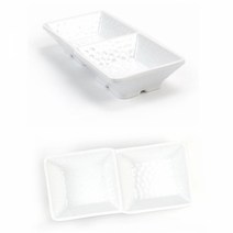 멜라민 2구 종지 반찬 나눔 접시 14.6cm 4호 화이트, 단품