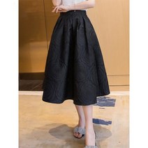 햅번스커트 블랙 엠보 A라인 스커트 4Q809