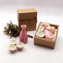 달소금 도자기 핑크 꽃봉 술병/술잔 선물세트-마블핑크SET, 마블핑크SET