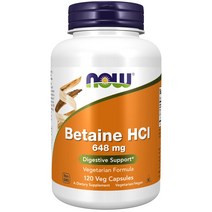 나우 푸드 베타인 HCL 648mg 120캡슐, 1개, 기본