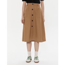 23SS 베이지 단색 면 플레어스커트 HSSK3B304I3