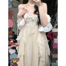 ANYOU 나시 원피스 슬림 롱 스커트