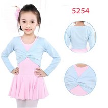 1인용발레바 1인발레바 탄츠발레바 여아 발레 크롭 탑 댄스 레오타드 코트 하이 웨이스트 의상 긴 소매 체, 05 5254 blue_05 150cm