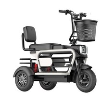 접이식 세발 전기 자전거 삼륜 2인용 노인 펫바이크 배달용 전동 스쿠터 48V, 블랙 등받이 15A 30km