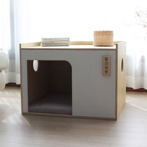 밀리언펫 자체제작 컬러풀 원목 우드 애견하우스 강아지집 펫하우스 대형, 화이트+방석(베이지)