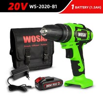 전동드릴 충전드릴 전동드라이버 무선 WOSAI 새로운 시리즈 12V 16V 20V 무선 드릴 스크루 드라이버 미니, 16 20V WS-2020-B1_01 EU