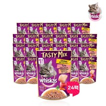 위스카스파우치 테이스티믹스 닭고기와참치 70g 24팩, 단품, .
