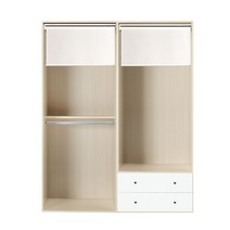 옵티마 롤스크린 드레스룸 1600 B형(2단옷장+2단서랍장) +화이트롤, 워시오크프레임(GBAO47SAF)