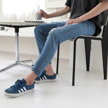 플레이즈 남성용 블루컬러 자체제작 스판좋은 구제워싱 디테일 일자청바지