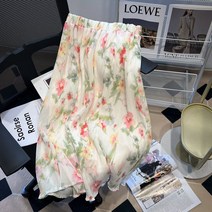 슬림 쉬폰 꽃무늬 롱스커트 데일리치마 캉캉 QB001