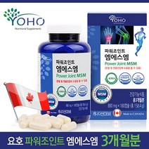 캐나다 직수입 프리미엄 건강기능식품 인증 인정 노약층 출산후 갱년기 여성 중년층 운동선수 MSM msm 엠에스엠 글루코사민 상어연골 초록입홍합 관절 연골 건강 영양제 캡슐, 3통, 180캡슐